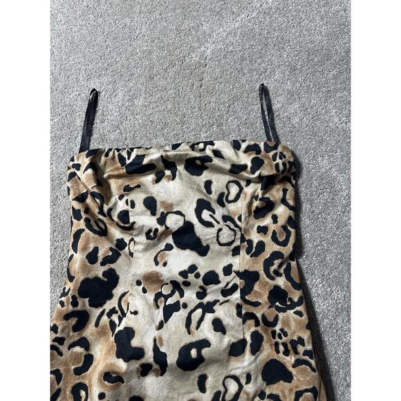 The Limited 90s Y2K Leopard Print Mini Dress 6 Zipper Strapless Sheath Mobwife - Picture 6 of 12